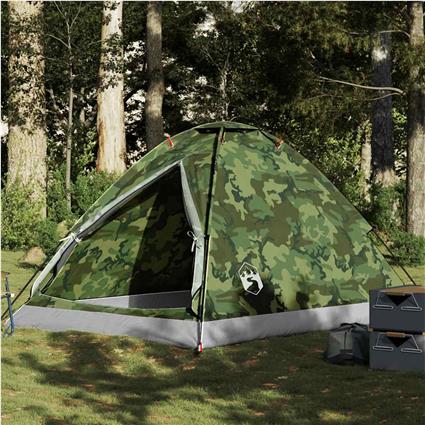 vidaXL Tenda de campismo cúpula p/ 4 pessoas impermeável camuflagem