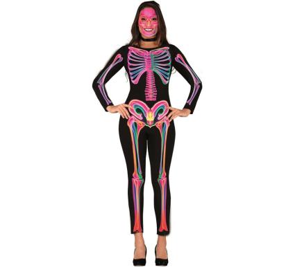 Fato de esqueleto neon para mulher