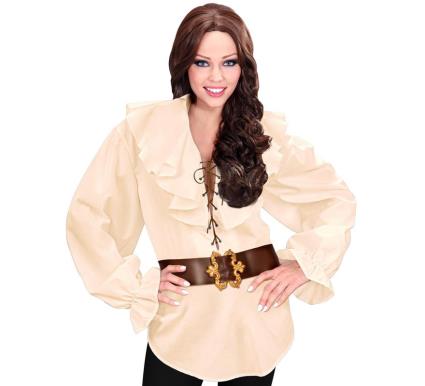Camisa medieval renascentista bege para mulher