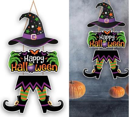 Placa de madeira 3 partes bruxa 55 cm