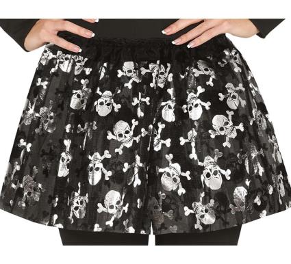 Tutu pirata preto com caveiras 40 cm
