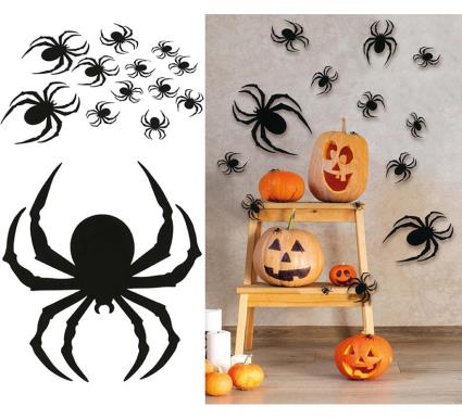 12 Aranhas Silhuetas Pretas de 6 a 19 cm