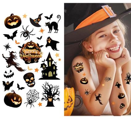 Folha de tatuagens pretas de Halloween