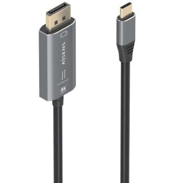 Cabo Conversor Aisens A109-0880/ USB Tipo-C Macho - DisplayPort Macho/ 1,8m/ Preto