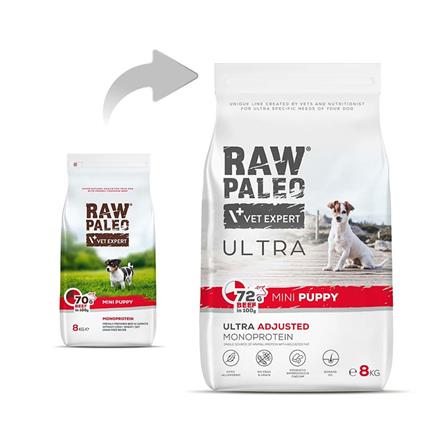 Raw Paleo Comida Para Cães De Raças Pequenas Ultra Mini De Carne Bovina 8kg