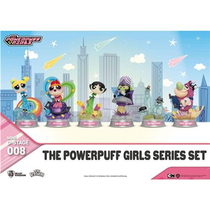 Beast Kingdom Toys Estátua The Powerpuff Girls Mini Diorama Stage Statues The Powerpuff Girls Series Set 12 Cm