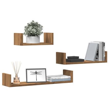 vidaXL Prateleiras parede 4 pcs derivados madeira carvalho artisiano