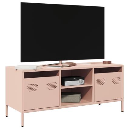 vidaXL Móvel de TV 101,5x39x43,5 cm aço laminado a frio rosa