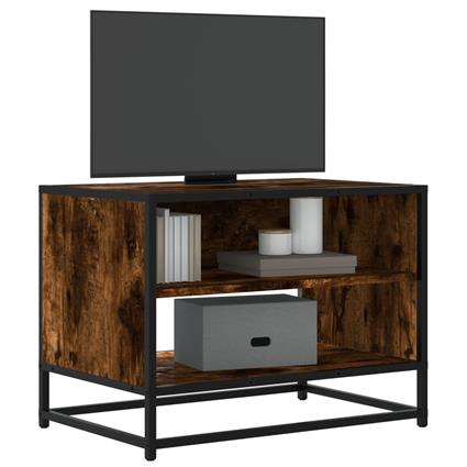 vidaXL Móvel de TV 61x40x46 cm derivados madeira/metal carvalho fumado