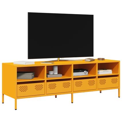 vidaXL Móvel de TV 135x39x43,5 cm aço laminado a frio amarelo mostarda