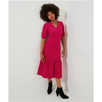 Vestido com mangas tufadas, em bombazina, Joe Browns