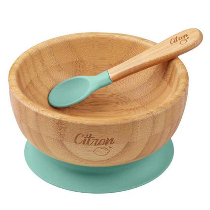 Citron Tigela De Bambu Com Ventosa E Colher