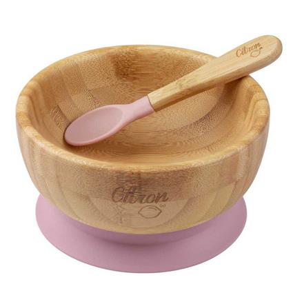 Citron Tigela De Bambu Com Ventosa E Colher