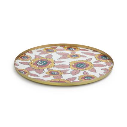Tabuleiro redondo em aço estampado, Chandi, Jamini X La Redoute Interieurs