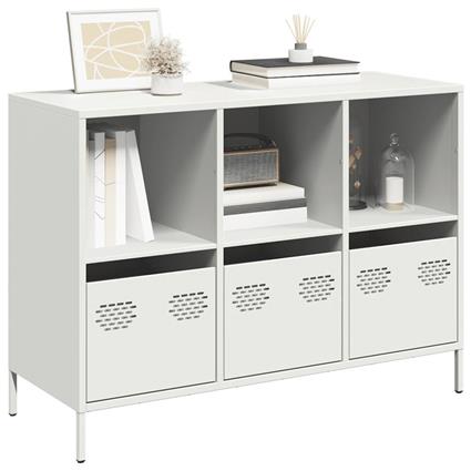 vidaXL Aparador 101,5x39x73,5 cm aço laminado a frio branco