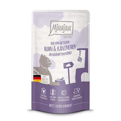 MjAMjAM Quetschie 24 x 125 g - Pack económico - Frango e coelho