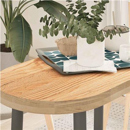 vidaXL Tampo de mesa 80x40x4 cm madeira de carvalho maciça oval