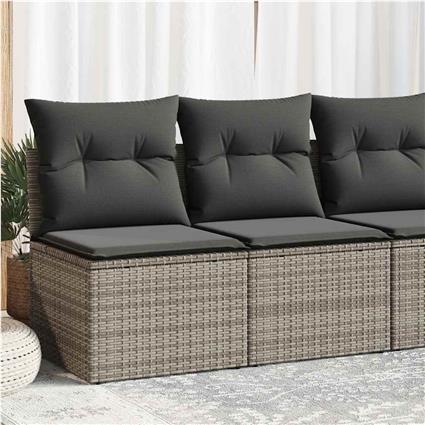vidaXL 4 pcs conjunto sofás jardim almofadões vime PE/acácia cinzento