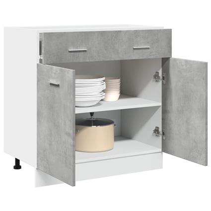 vidaXL Armário inferior c/ gavetas 80x46x81,5cm contraplacado cinzento