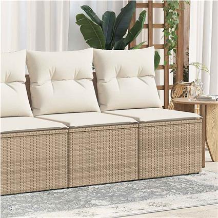 vidaXL 4 pcs conj. sofás p/ jardim c/ almofadões vime PE/acácia bege