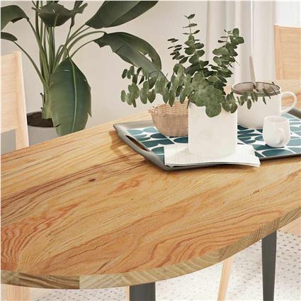 vidaXL Tampo de mesa 140x60x2 cm carvalho maciça oval castanho-claro