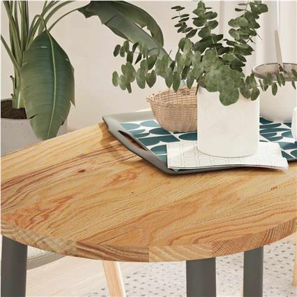 vidaXL Tampo de mesa 100x50x2 cm carvalho maciça oval castanho-claro