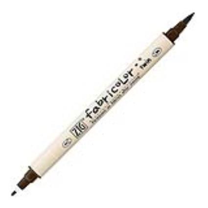 ZIG WATERCOLOUR SYSTEM Marcador Fabricolor, Ponta 2 mm e Ponta Pincel, Castanho Escuro