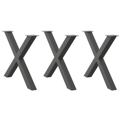 vidaXL Pernas p/ mesa de jantar 3 pcs em forma de X 90x(72-73) cm aço