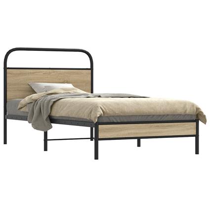 vidaXL Estrutura cama s/ colchão derivados de madeira carvalho fumado