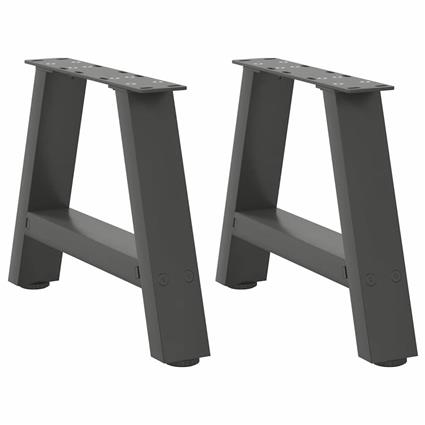 vidaXL Pernas mesa centro 2 pcs forma de A 50x(30-31) cm aço antracite
