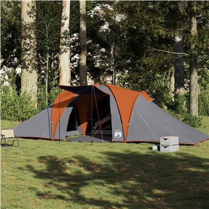 vidaXL Tenda familiar cúpula para 6 pessoas impermeável cinza/laranja