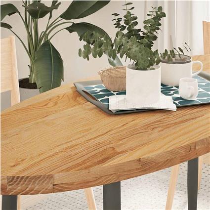 vidaXL Tampo de mesa 140x60x4 cm carvalho maciça oval castanho-claro