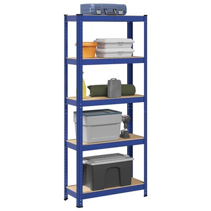 vidaXL 5-Layer Storage Shelf Blue Steel&Madeira de engenharia