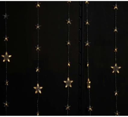 Cortina de 18 estrelas quentes com 144 LEDs