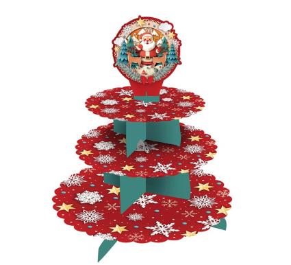 Bandeja vermelha do Papai Noel com 3 níveis de 40x30 cm