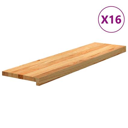 vidaXL Tapetes de escada 16 pcs 100x25x2 cm carvalho castanho-claro
