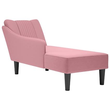 vidaXL Chaise-longue com apoio de braço direito veludo rosa