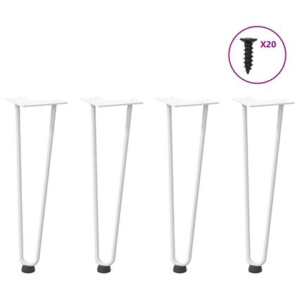 vidaXL Pernas de mesa em grampo cabelo 4 pcs 42 cm aço maciço branco