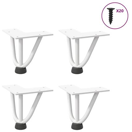 vidaXL Pernas de mesa em grampo cabelo 4 pcs 10 cm aço maciço branco