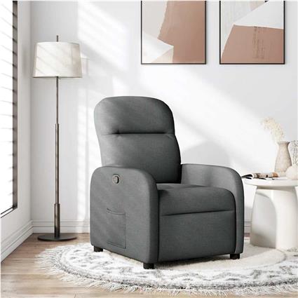vidaXL Poltrona reclinável tecido cinzento-escuro
