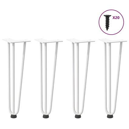 vidaXL Pernas de mesa em grampo cabelo 4 pcs 42 cm aço maciço branco