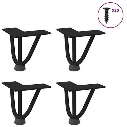 vidaXL Pernas de mesa em grampo de cabelo 4 pcs 10 cm aço maciço preto