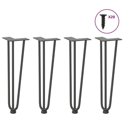 vidaXL Pernas de mesa em grampo cabelo 4pcs 42 cm aço maciço antracite