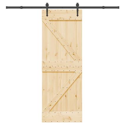 vidaXL Porta de correr com ferragens 70x210 cm madeira de pinho maciça