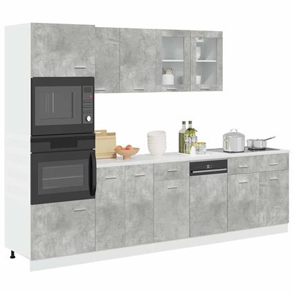 vidaXL 7 pcs conj. móveis casa banho derivados madeira cinza cimento