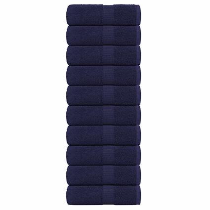 vidaXL Toalhas hóspedes 10pcs azul marinho 30x50cm 360gsm 100% algodão