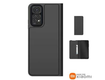 Capa para Xiaomi Redmi Note 11, Redmi 11S, Redmi Note 11S MADE FOR XIAOMI Pele com Porta-Cartões Preto