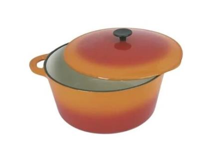 Caçarola Redonda de Ferro Fundido Esmaltado Ø 32 Cm 9 L Laranja Todas As Fontes de Calor Incluindo Indução CREALYS Grand Chef