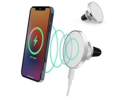 Carregador Carro Sem Magsafe para Apple RADIODDITY Magnética Branco