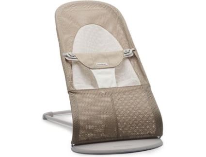 Bouncer Balance Soft BABYBJÖRN Mesh Gray Bege Branco com Moldura Cinza Claro